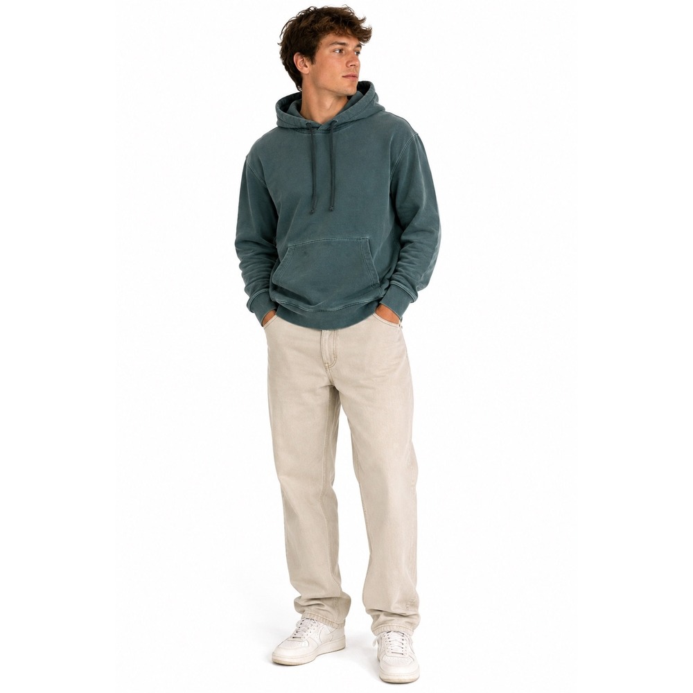 American Eagle Hoodie Mens Small Green Faded Pullover Cotton Sweatshirt Basic